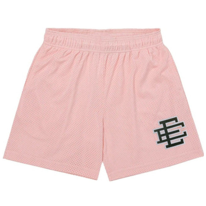Eric Emanuel Basic Mesh Shorts Pink Black Ee Logo Athletic Shorts