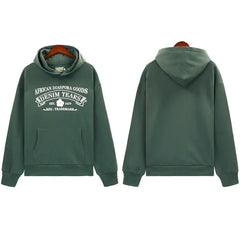 Denim Tears Muted Army Green Vintage Gothic Letter Print Hoodie