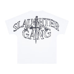 Corteiz X Slaughter Gang 21 Savage White Graphic Short Sleeve T‑shirt