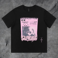 Travis Scott Fragment Cactus Jack Surreal Graphic Short Sleeve T-Shirt