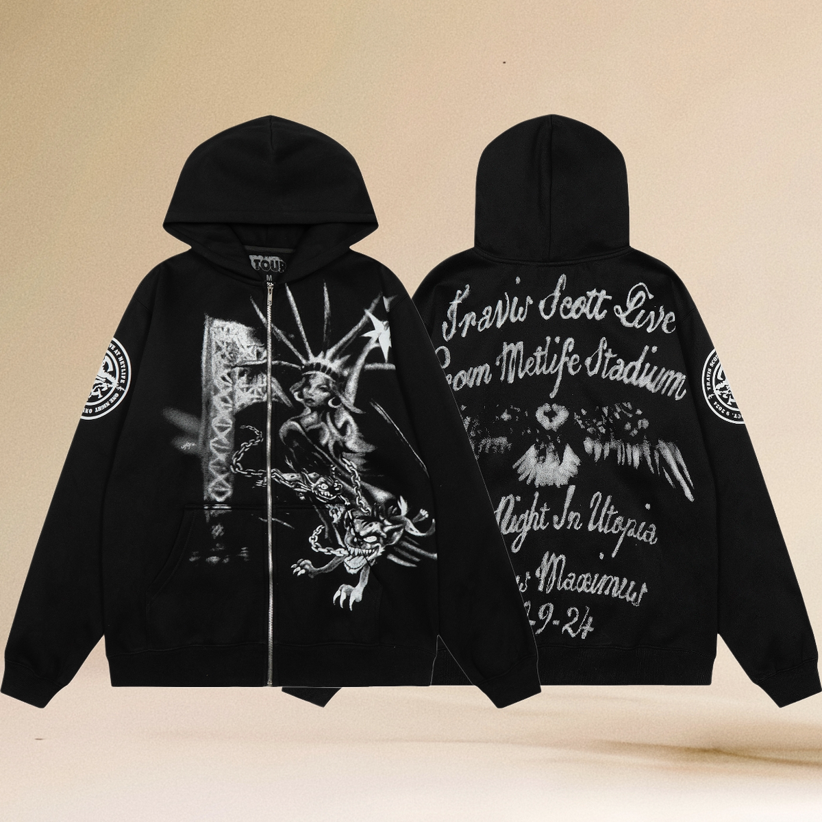 Travis Scott Metlife Stadium Tour Black Full Zip Hoodie