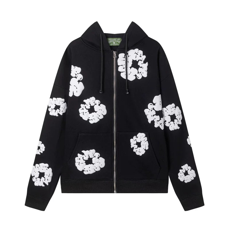 Denim Tears Cotton Wreath Full Zip Hoodie Black