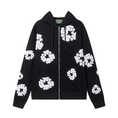 Denim Tears Cotton Wreath Full Zip Hoodie Black