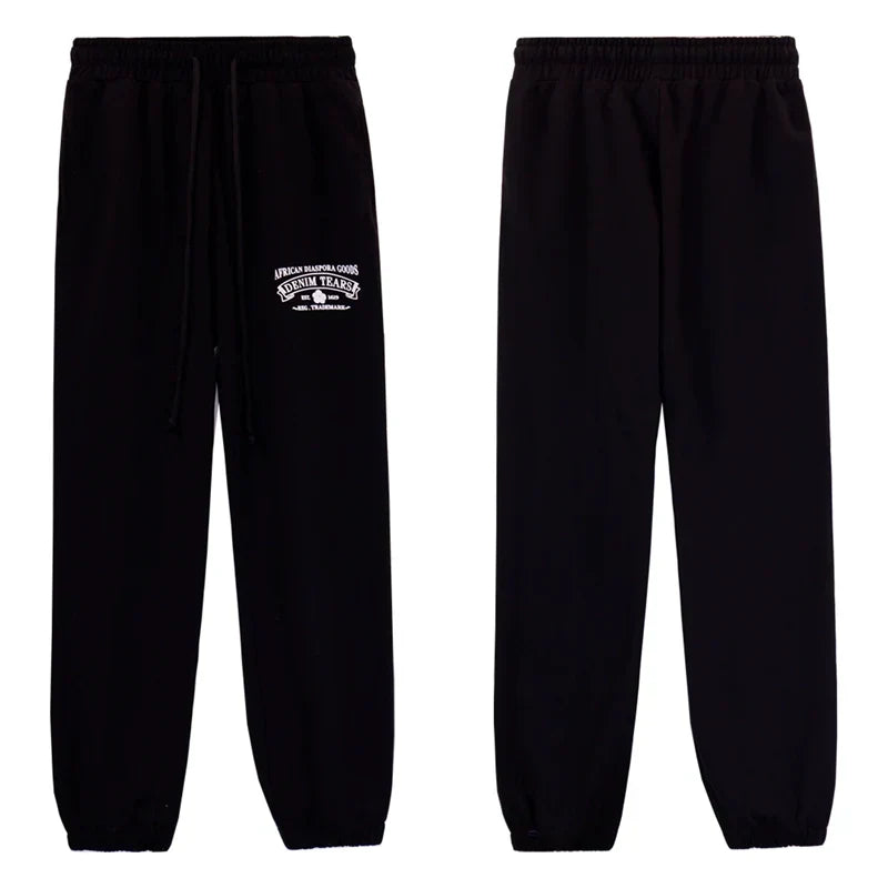Denim Tears Black Mini Embroidery Drawstring Jogger Pants