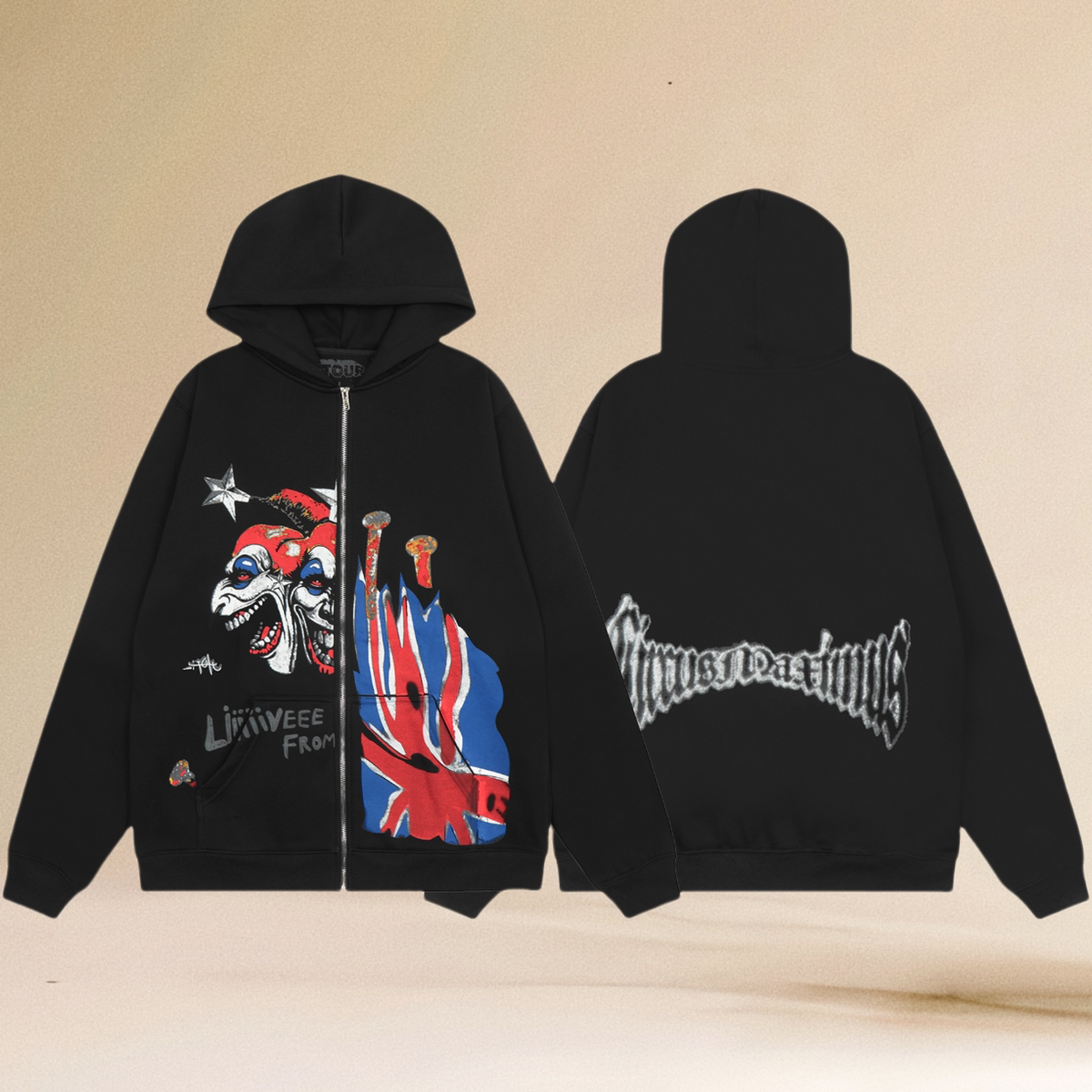 Travis Scott Circus Maximus Clown Black Full Zip Hoodie