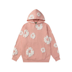 Denim Tears Pink Allover White Cotton Wreath Pullover Hoodie