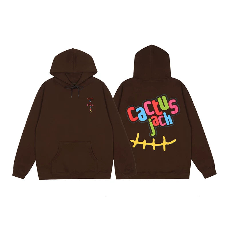Travis Scott Cactus Jack Colorful Logo Brown Unisex Hoodie