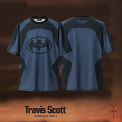 Travis Scott Batman Logo Blue Panel Short Sleeve Jersey