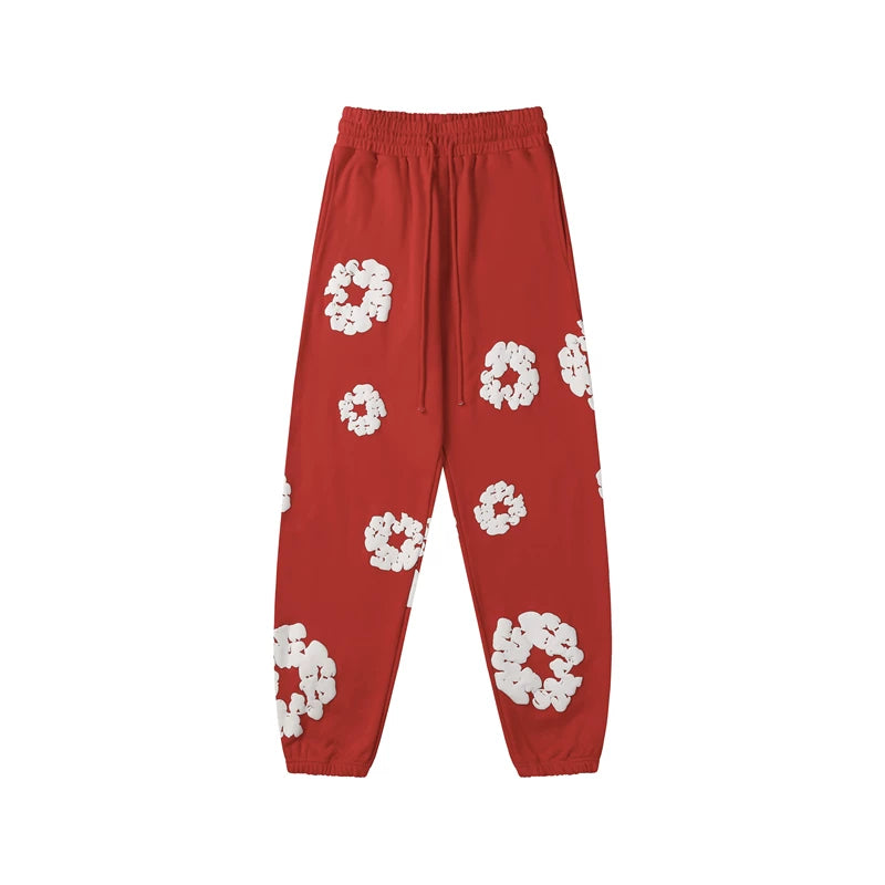 Denim Tears Kapok Foam Print Jogger Pants Red Streetwear Trousers