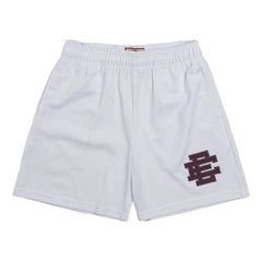 Eric Emanuel Basic Mesh Shorts White Burgundy Ee Logo Athletic Shorts