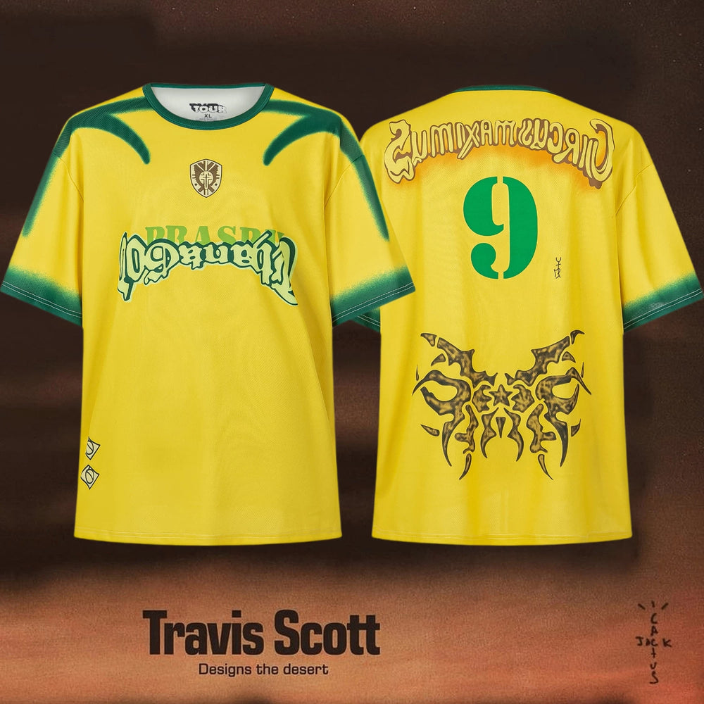 Travis Scott Utopia Yellow Number 9 Soccer Jersey