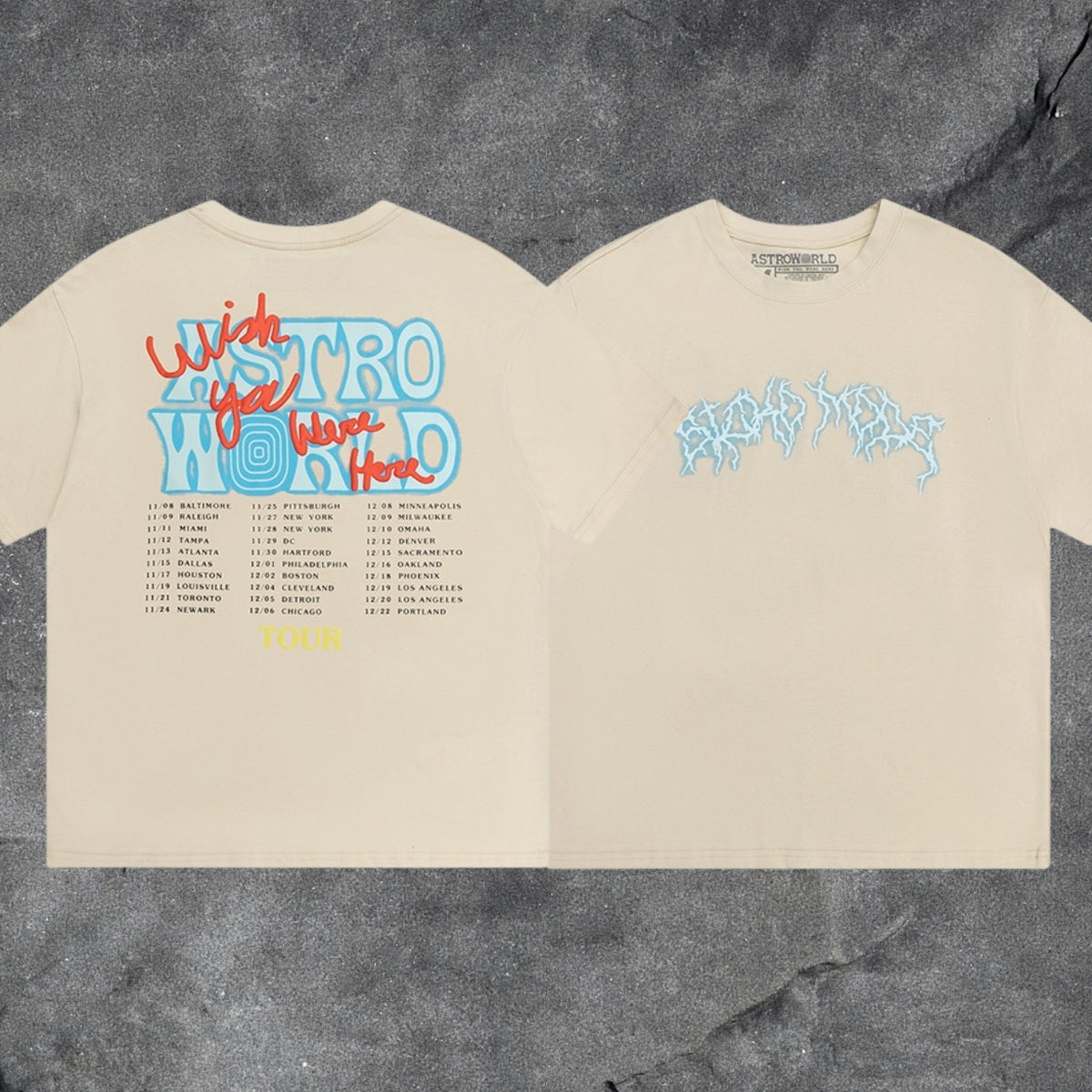 Cactus Jack Astroworld Wish You Were Here Cream Short Sleeve T-Shirt