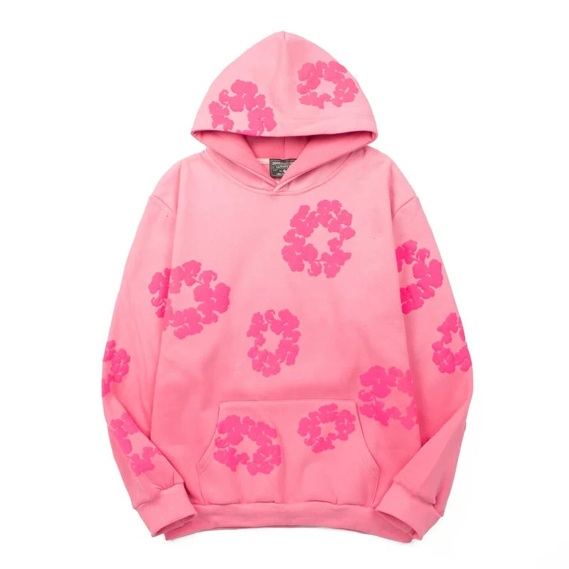 Denim Tears Pink Allover Cotton Wreath Pullover Hoodie