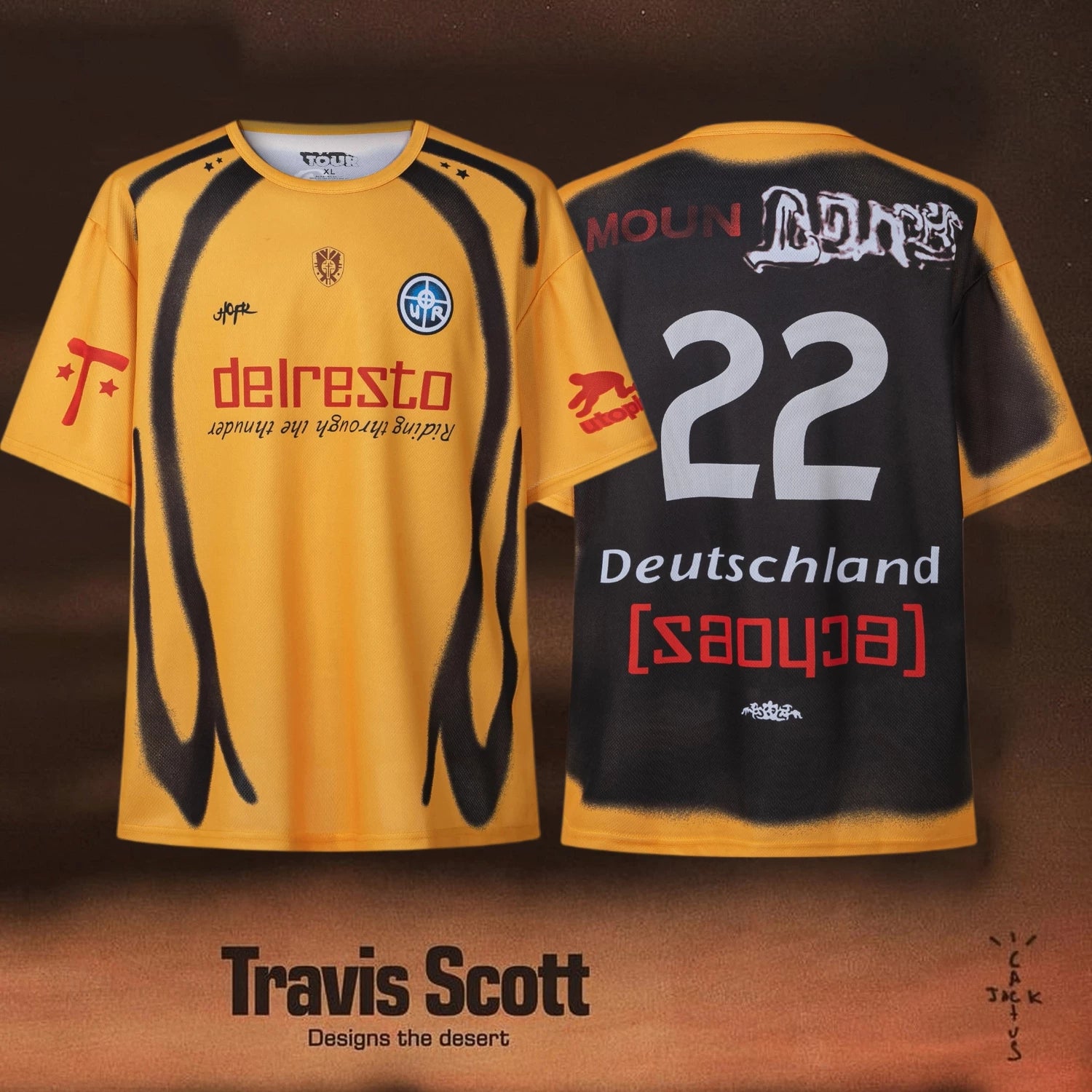 Travis Scott Utopia Yellow Black Number 22 Soccer Jersey