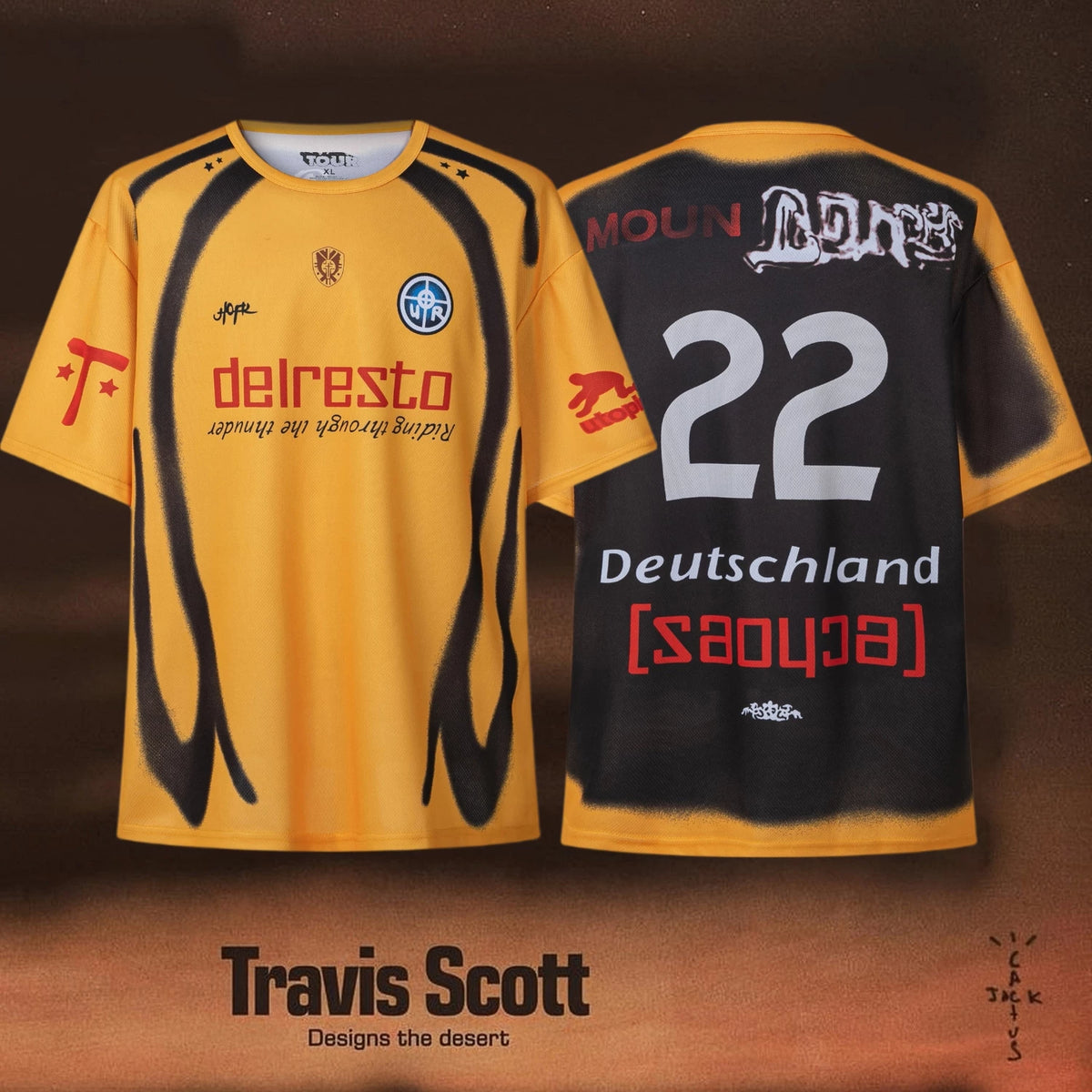 Travis Scott Utopia Yellow Black Number 22 Soccer Jersey