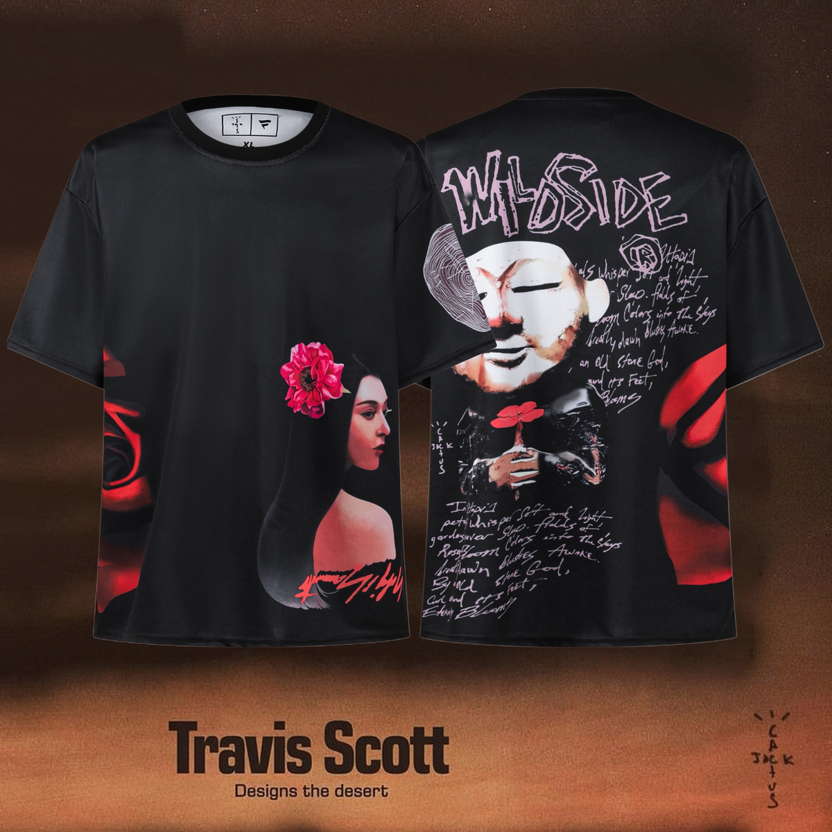 Travis Scott Black Portrait Graffiti Art Short Sleeve Jersey