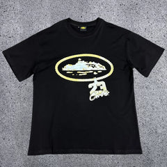 Corteiz Gold Chain & "23" Pendant Logo T-Shirt - Black Streetwear Tee