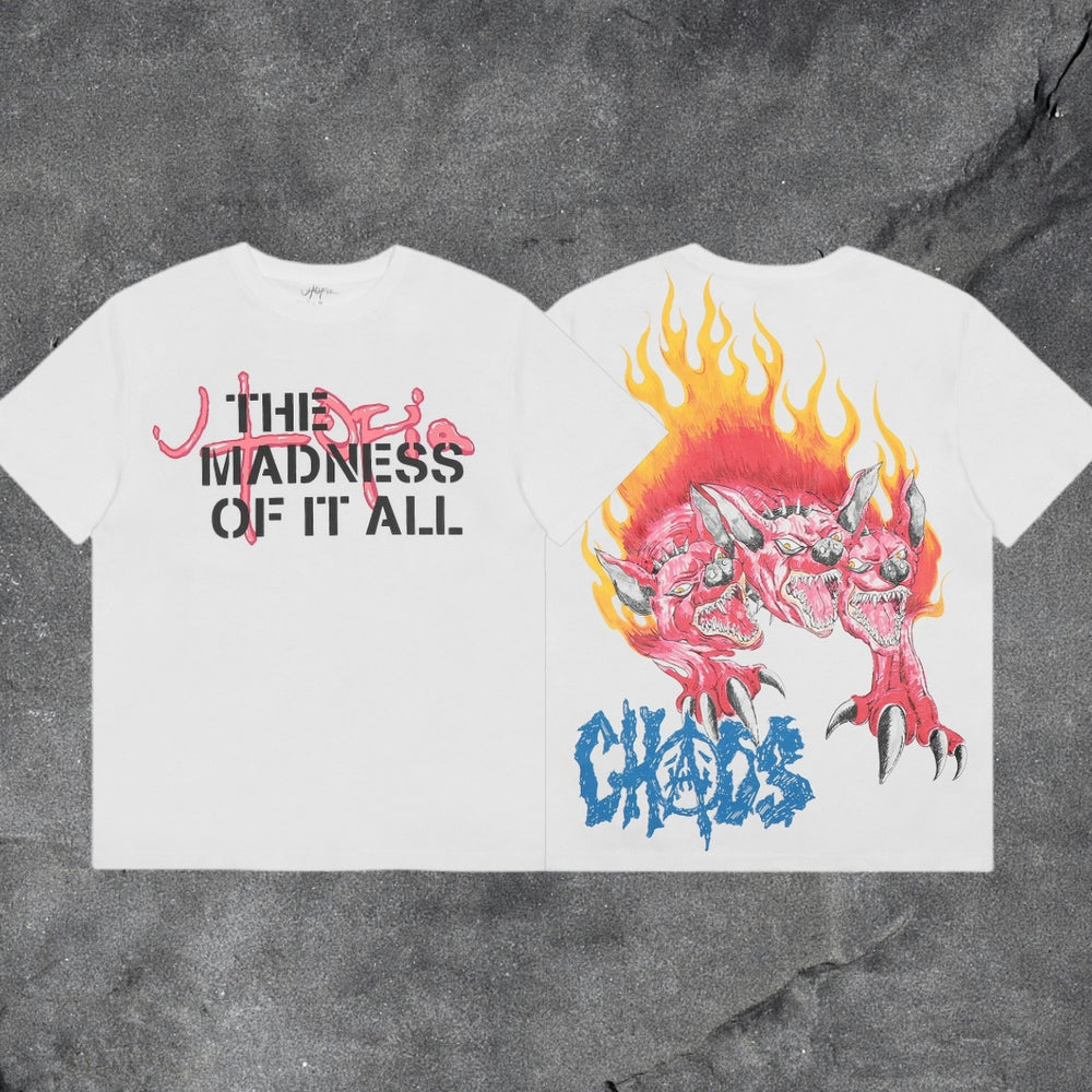 Travis Scott Utopia Madness Cerberus Flame Double Sided T-Shirt