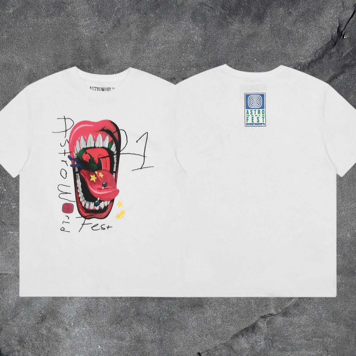 Travis Scott Astrofest Mouth Graphic Short Sleeve T-Shirt
