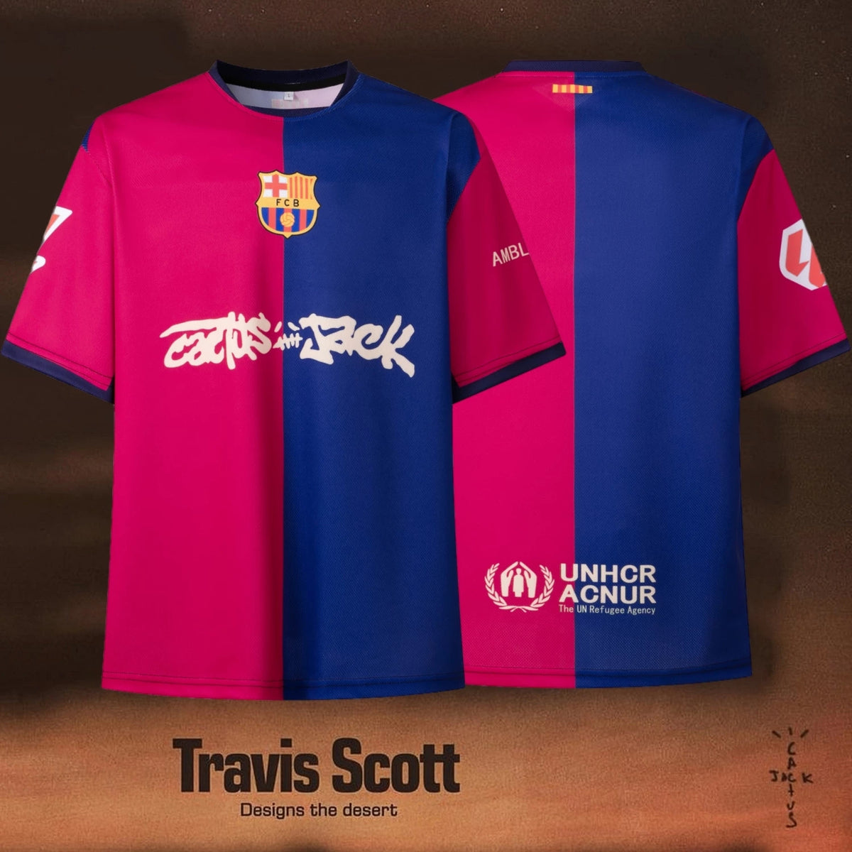Travis Scott Cactus Jack Barca Split Red Blue Soccer Jersey