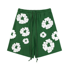 Denim Tears Cotton Wreath Sweatshorts Green Unisex Streetwear Shorts