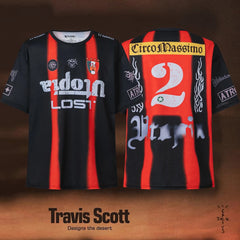 Travis Scott Circo Massimo Black Red Stripe Soccer Jersey