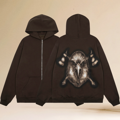 Travis Scott Eagle Head Brown Full Zip Hoodie