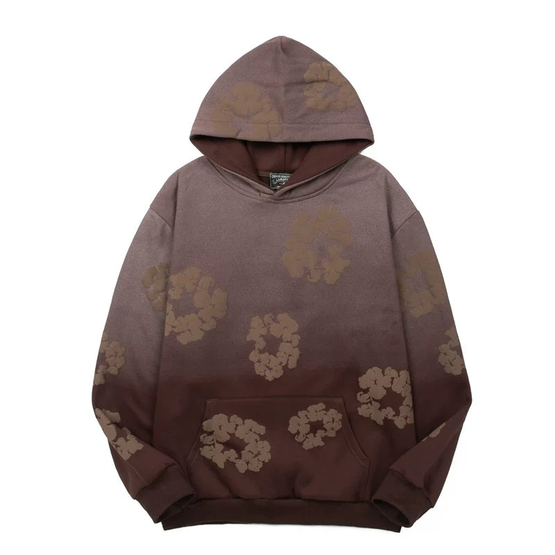 Denim Tears Gradient Brown Cotton Wreath Print Hoodie