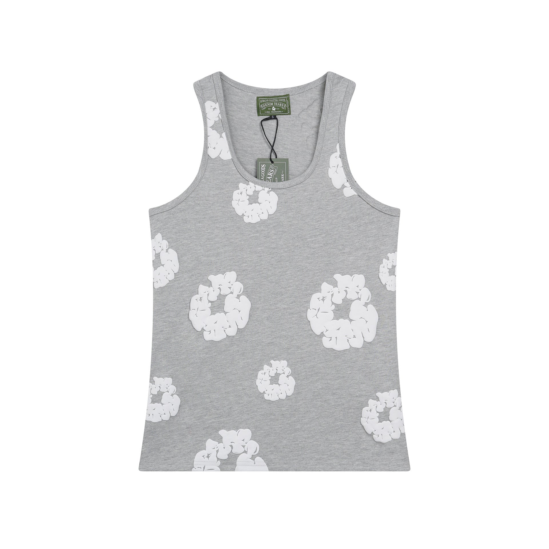 Denim Tears Grey Floral Print Slim Fit Ribbed Tank Top