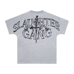 Corteiz X Slaughter Gang 21 Savage Grey Graphic Short Sleeve T‑shirt