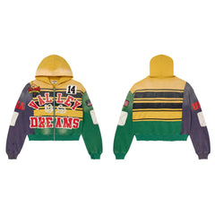 Vale Forever Valley Dreams Colorblock & Striped Vintage Full-Zip Hoodie yellow