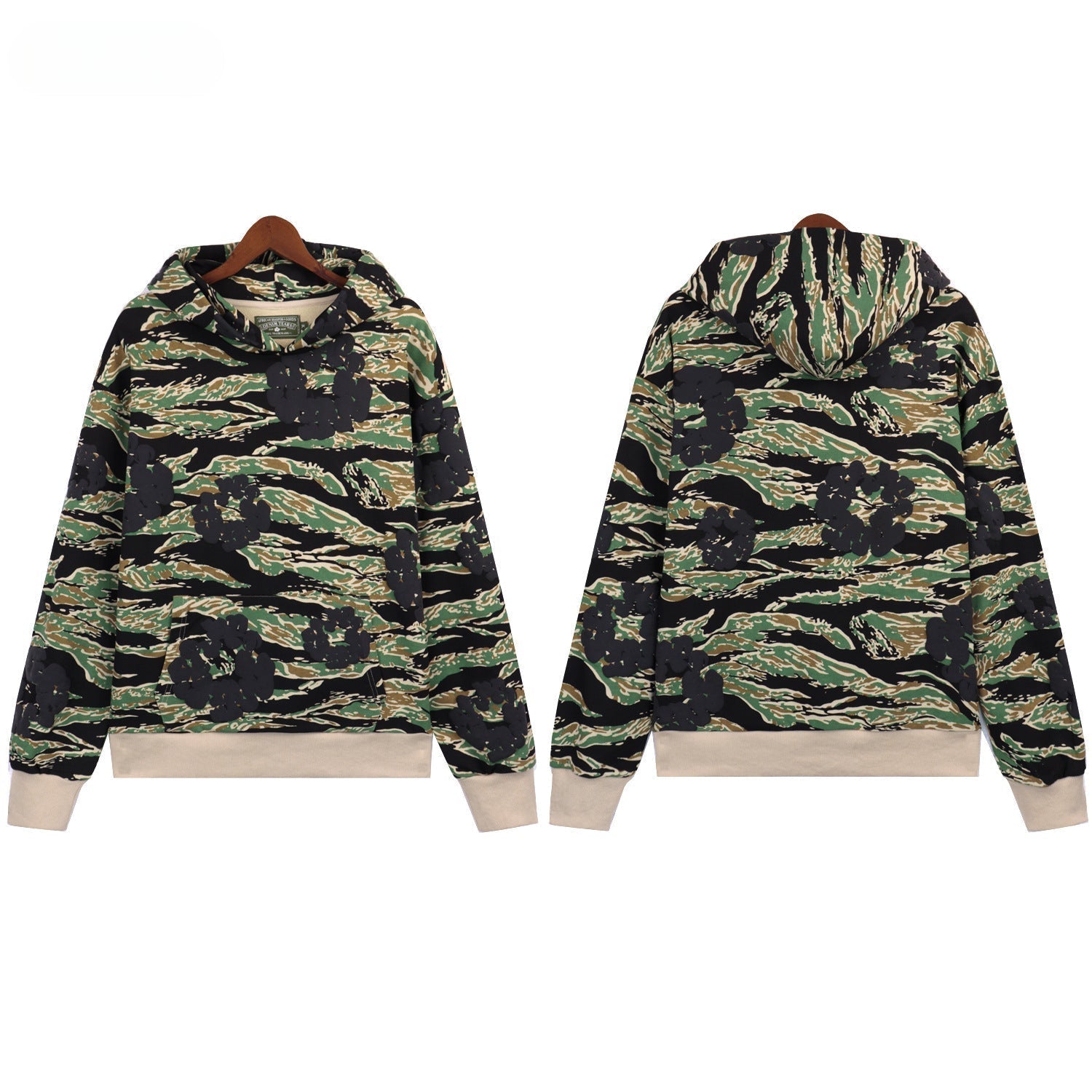 Denim Tears Green Tiger Stripe Camo Dark Floral Pullover Hoodie
