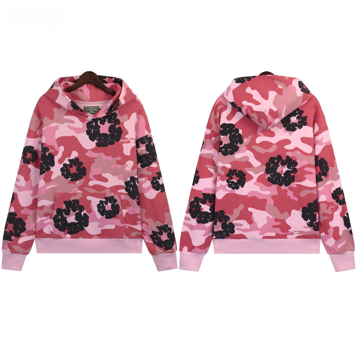 Denim Tears  Pink Camo Cotton Wreath Print  Hoodie