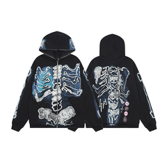Travis Scott Skeleton Full Zip Black Graphic Hoodie