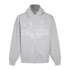 Broken Planet Full Zip Hoodie - Heather Grey