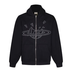 Broken Planet Logo Full Zip Hoodie Streetwear Black