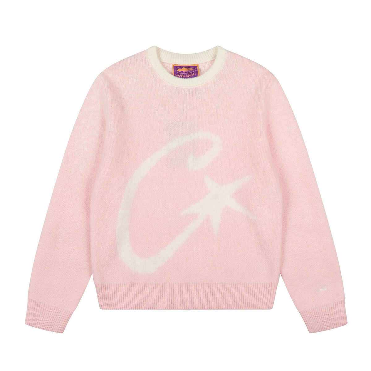 Corteiz C‑Star Jacquard Crew Neck Pink Knit Sweater