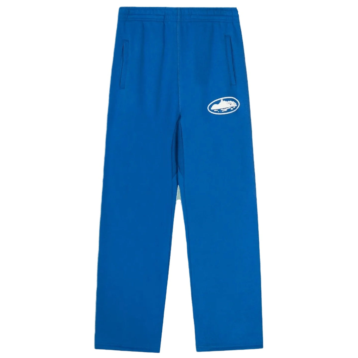 Corteiz Oval Island Logo Drawstring Straight‑Leg Blue Sweatpants